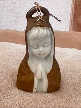 Ardalt Porcelain Mary Bell Hand Painted White/Brown Religious Decor 3 in